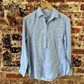 Southern Tide Womens XS 1/4 Button Linen Shirt Blue long sleeve