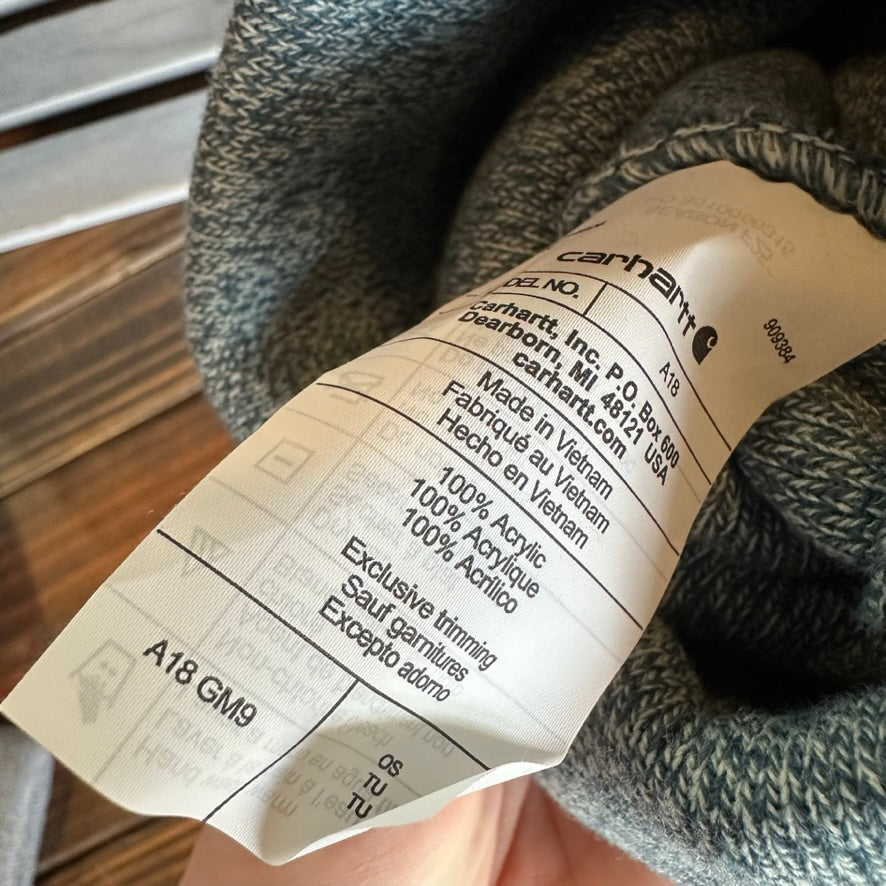 Carhartt A18 Rib Knit Cuffed Beanie greenish blue NEW Hat One size