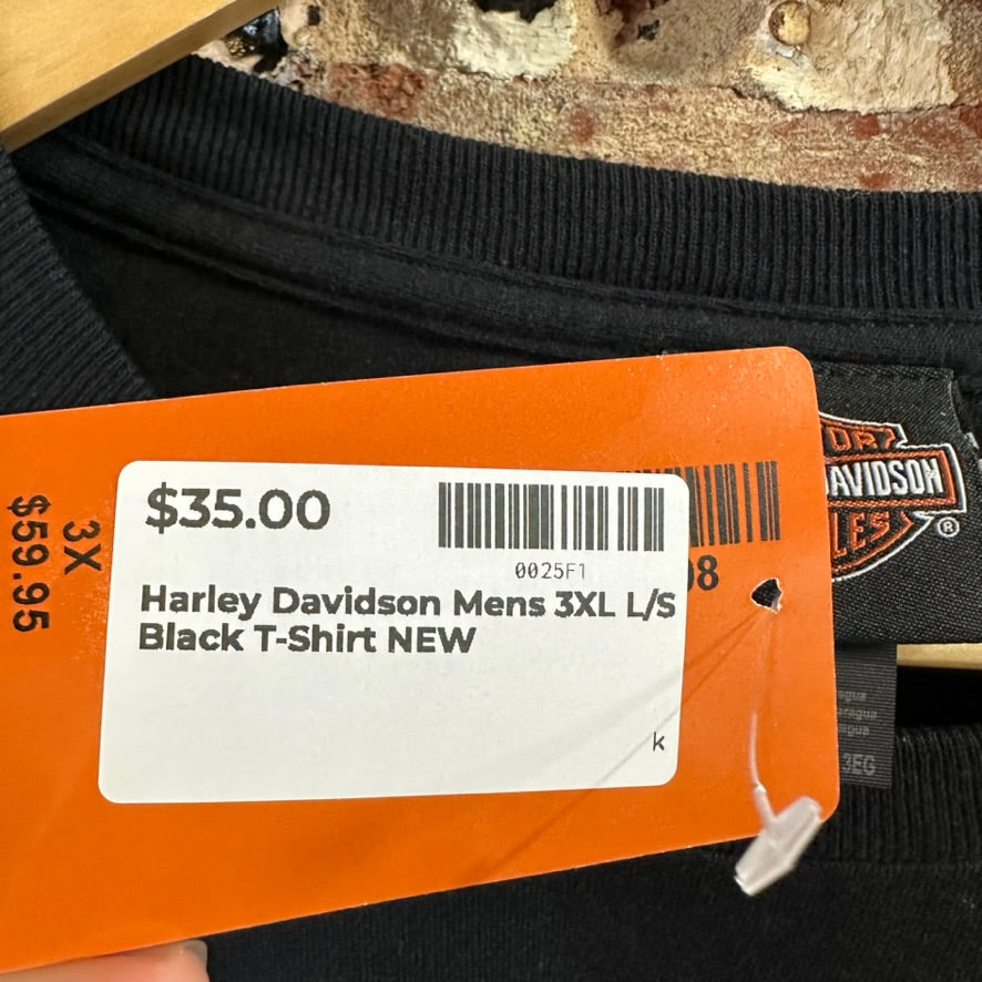 Harley Davidson Men's 3XL Long Sleeve Black T-Shirt NEW