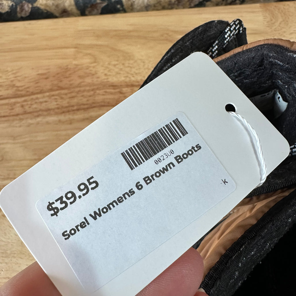 Sorel Whitney II Short Elastic Lace Winter Boots Waterproof Elk Womens 6 Brown