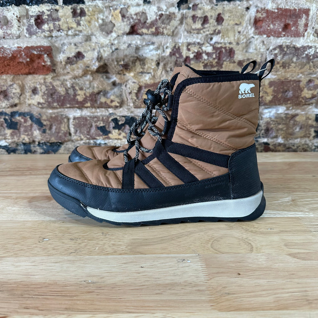 Sorel Whitney II Short Elastic Lace Winter Boots Waterproof Elk Womens 7 Brown