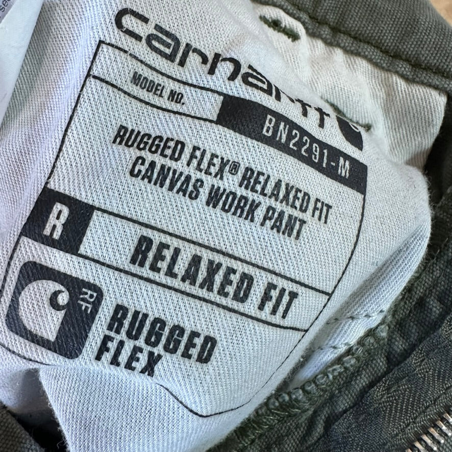 Carhartt Relaxed Fit Pants green rugged canvas work Mens 31x32 MOS