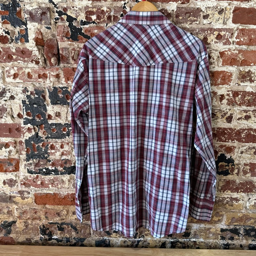 Roper Pearl Snap Shirt Men's Large Red Plaid Western Long Sleeve Pocket