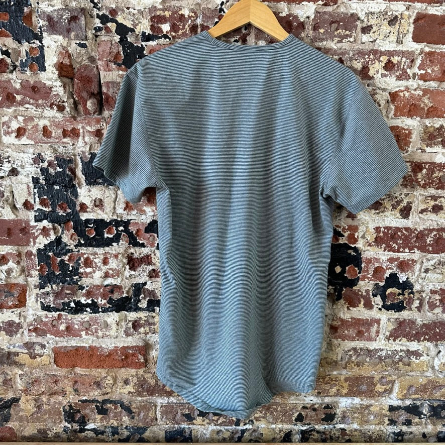 BYLT Drop Cut Mens Medium Short Sleeve Stretch T Shirt Green striped