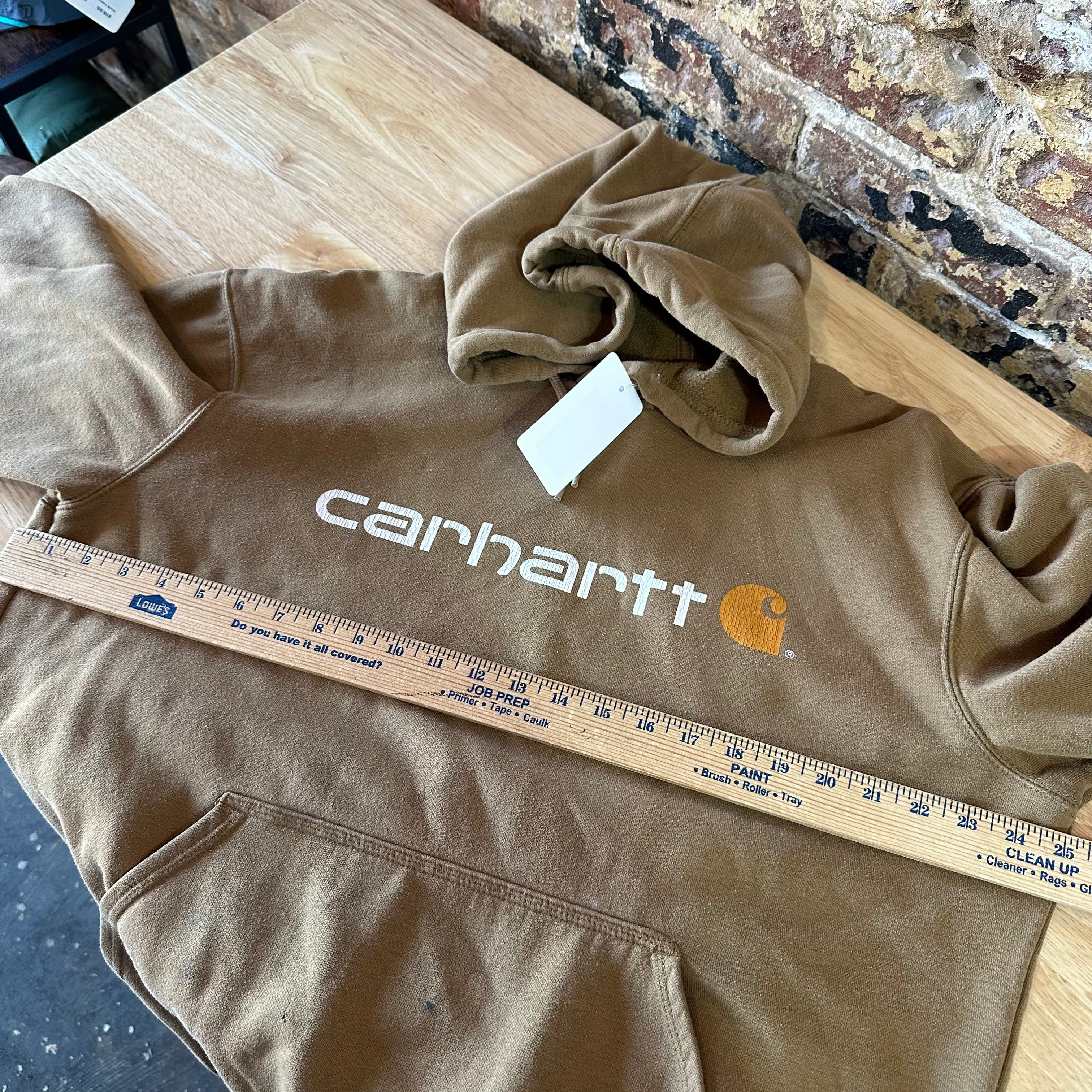 Carhartt Hoodie Sweatshirt Brown Mens Size Medium Original Fit Spellout