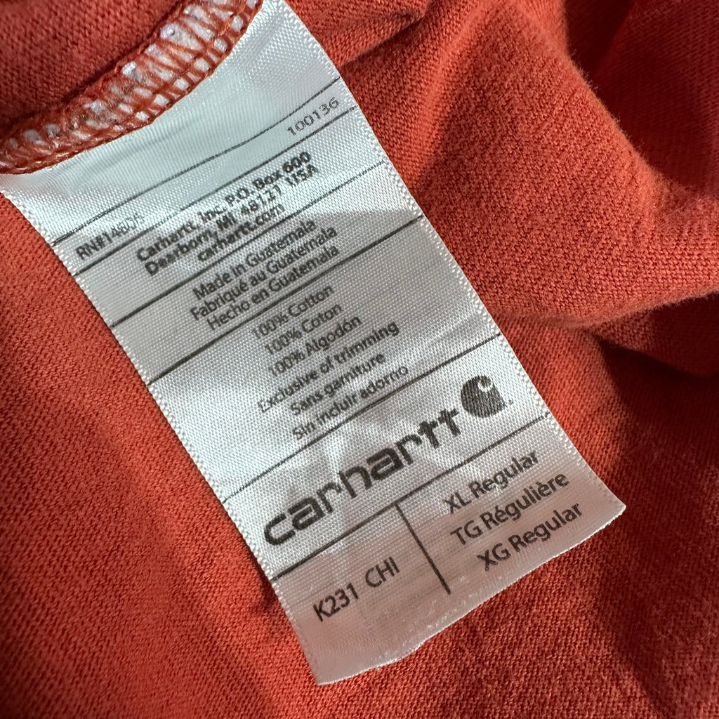 Carhartt Men's XL Original Fit Long Sleeve T Shirt Orange