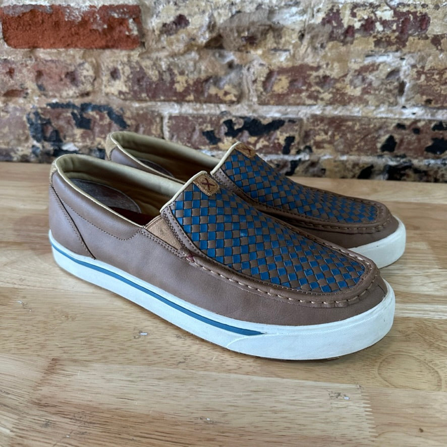 Twisted X Casual Shoes Mens Driving Mocs 13 Checker Brown Blue