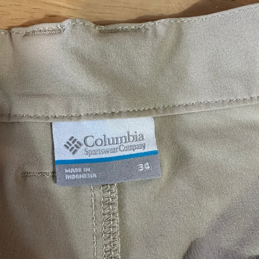 Columbia PFG Shorts Mens 34 Tan Fishing Outdoor Hiking 9.5" inseam