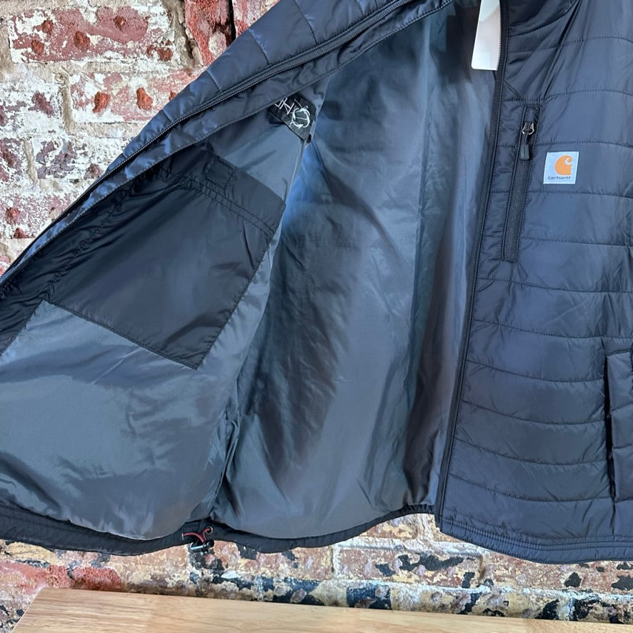 Carhartt Puffer Vest Rain Defender Mens 2XL Black Zip Up Relaxed - logo