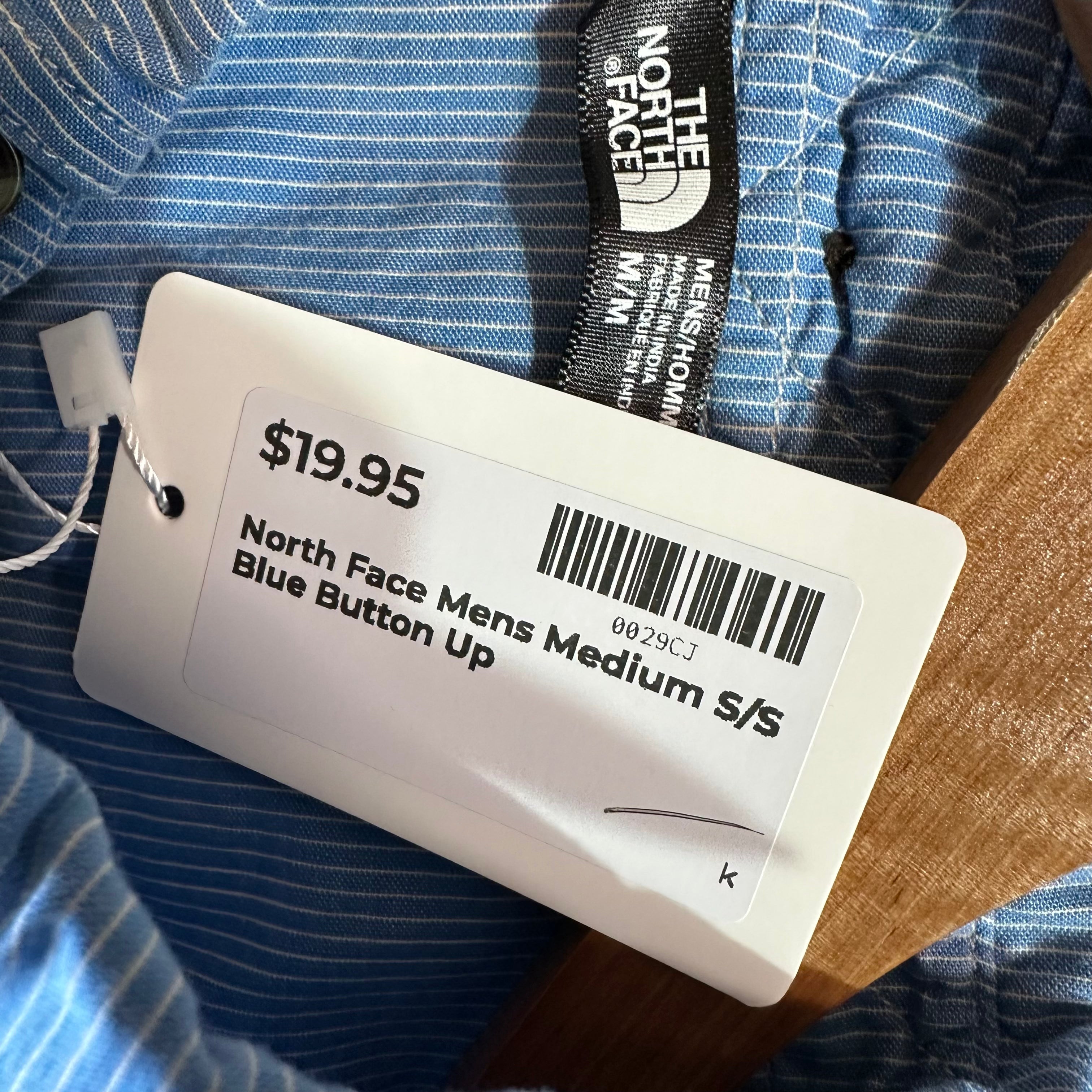 North Face Mens Medium Blue S/S Button Shirt