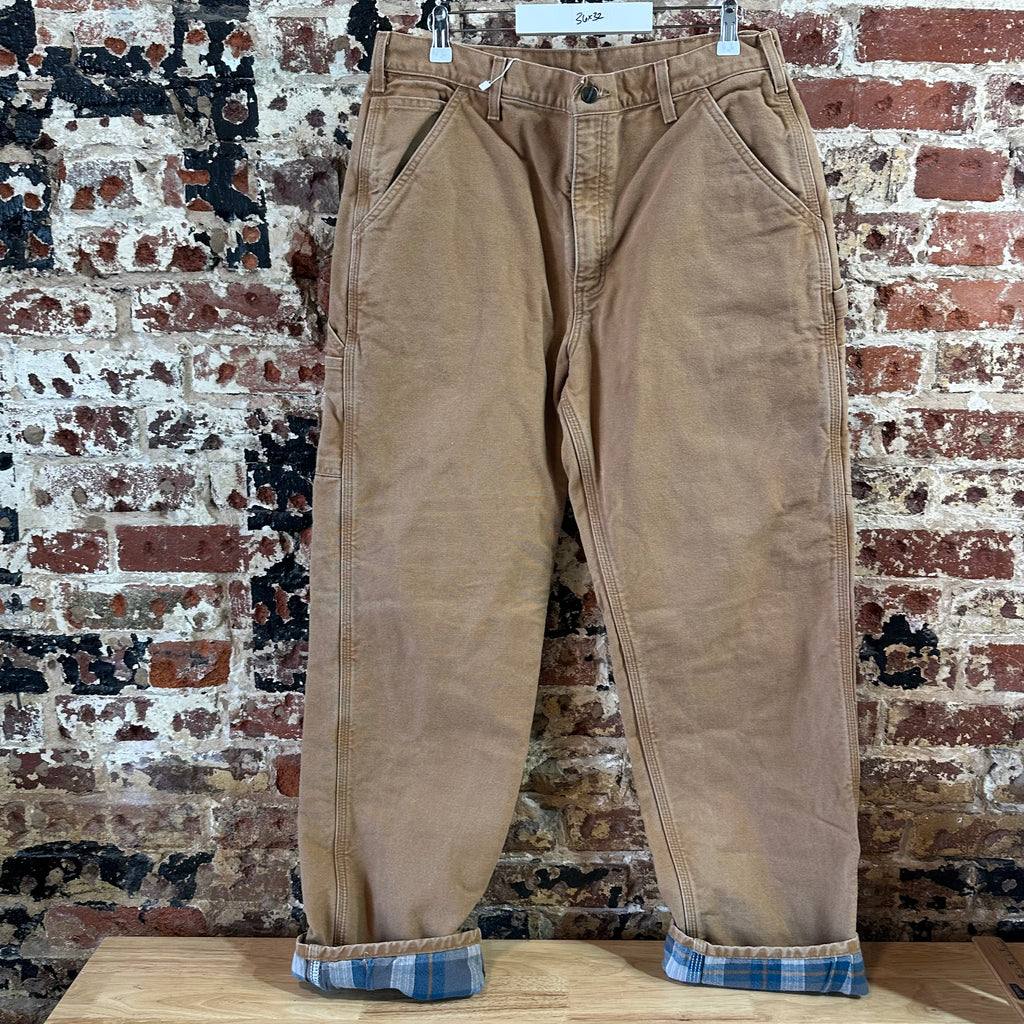 Carhartt Flannel Lined Brown Pants Mens 36x32