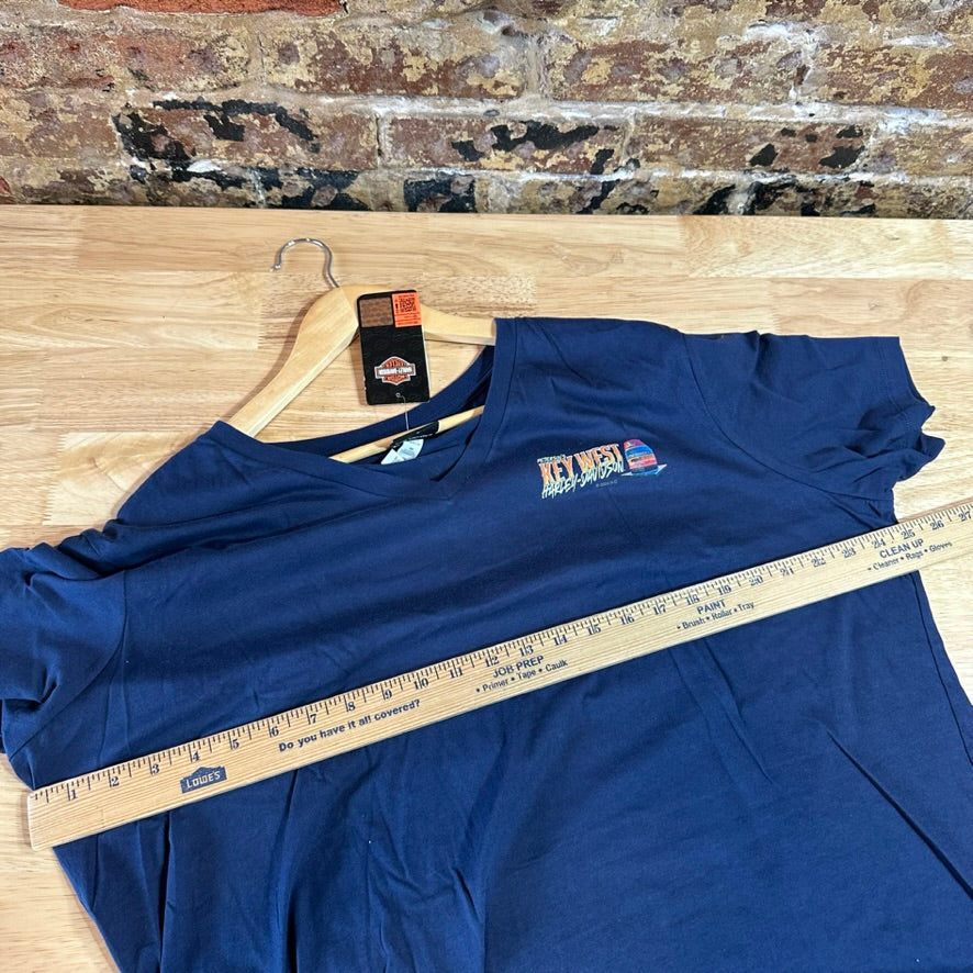 Harley Davidson Women's 2XL Short Sleeve Blue V Neck T-Shirt NEW