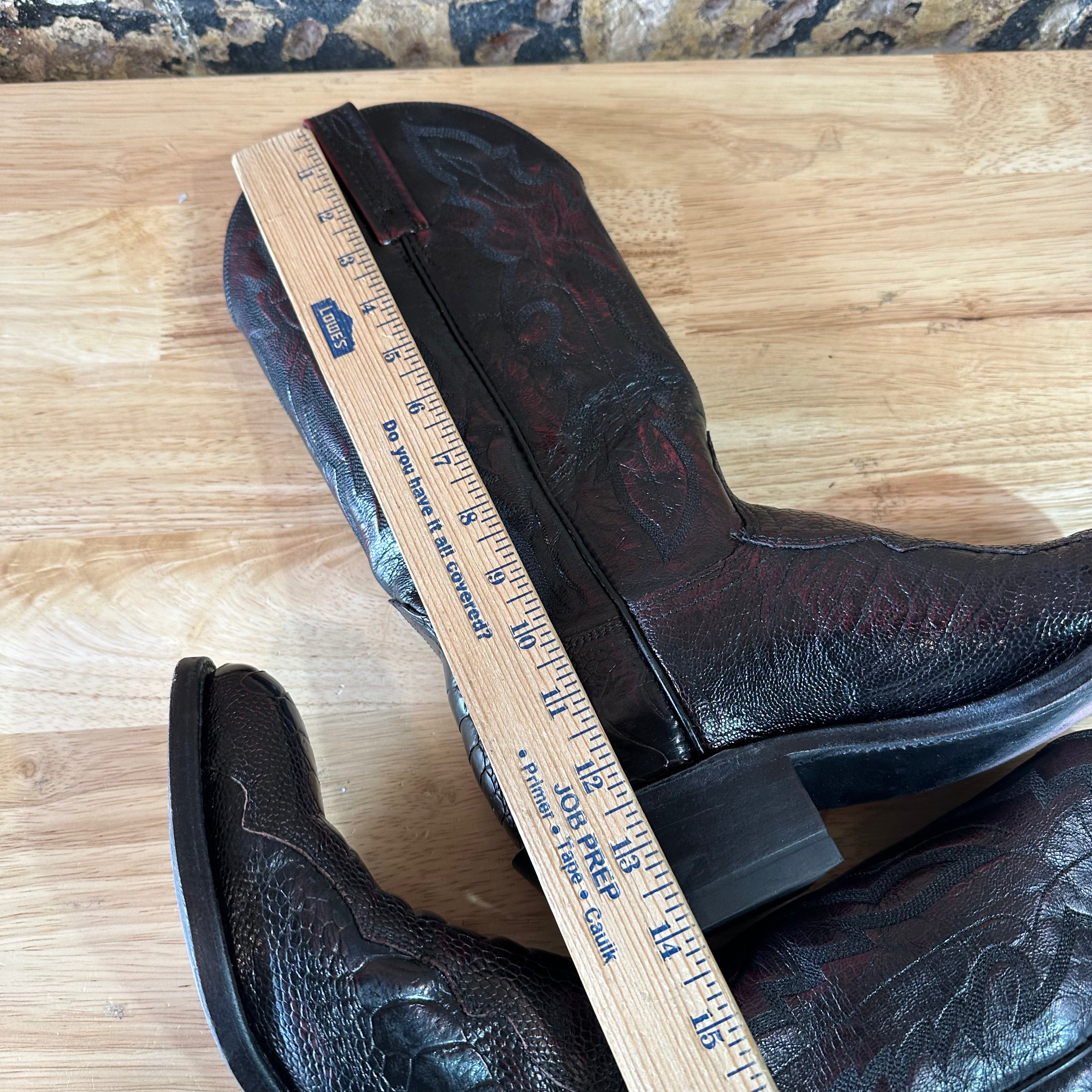 Lucchese 1883 Full Quill Ostrich Wingtip Mens 8 EE Black Cherry Cowboy Boots