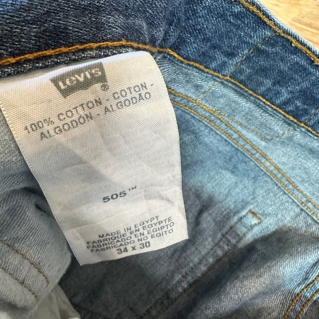Levis 505 Jeans Mens 34x30 Regular Zip fly Blue denim Levi's