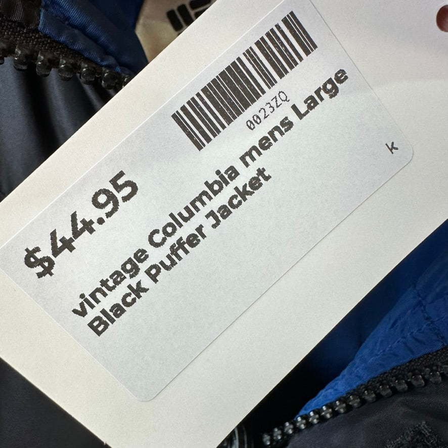 Columbia Men's Duck Down Puffer Jacket Black Full Zip