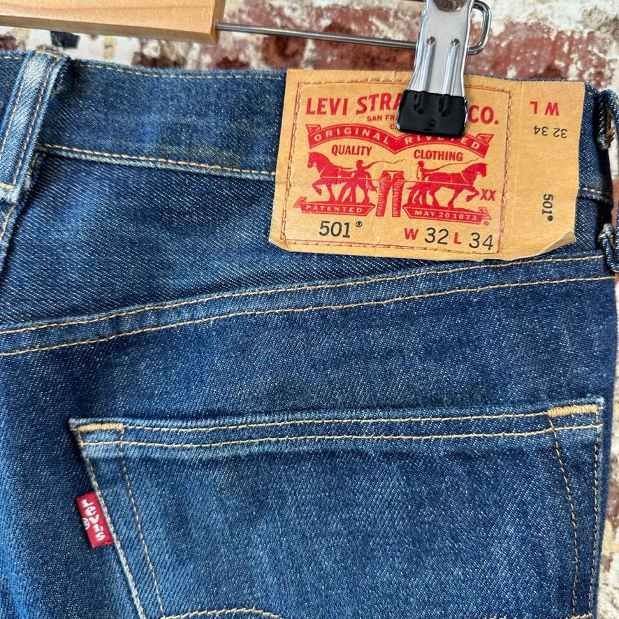 Levi's 501 Mens 32x34 Dark Blue Jeans