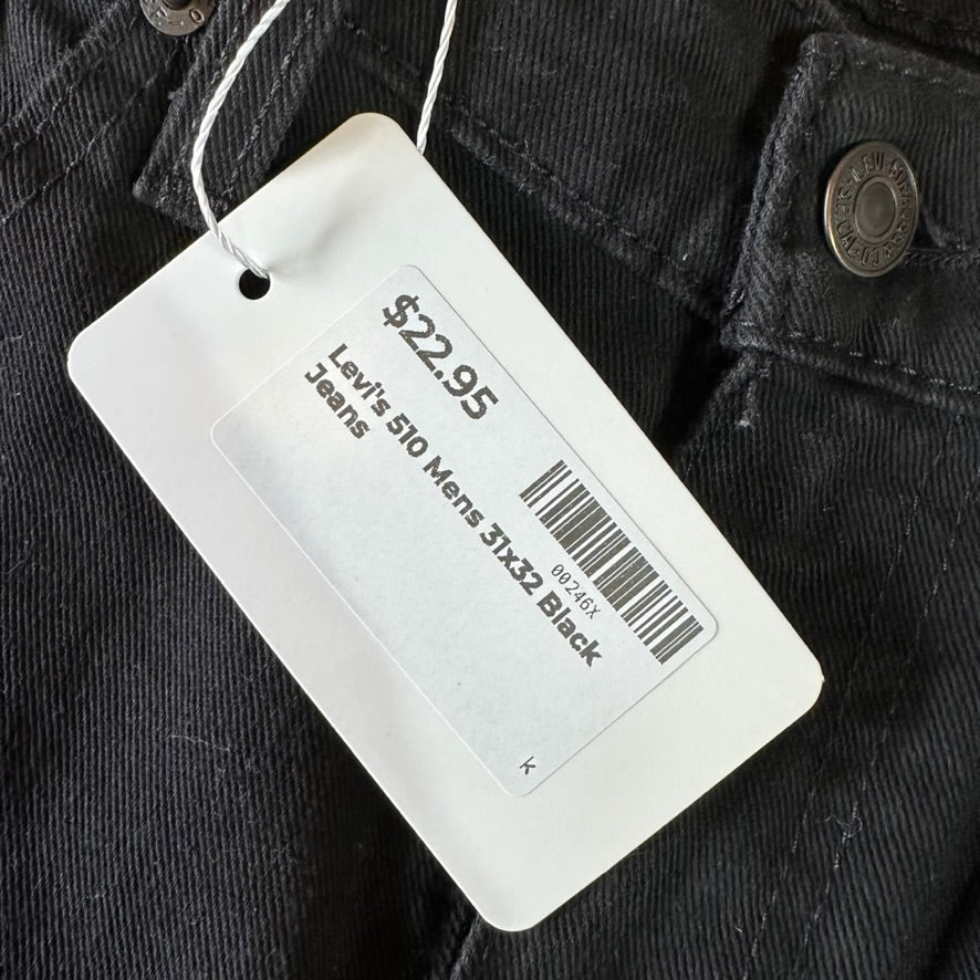 Levis 510 Skinny Jeans Men's 31x32 Black Denim