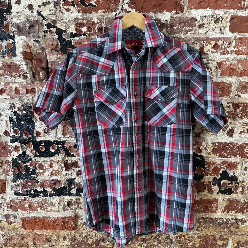 Rodeo Button Up Shirt Mens Small Western Short Sleeve