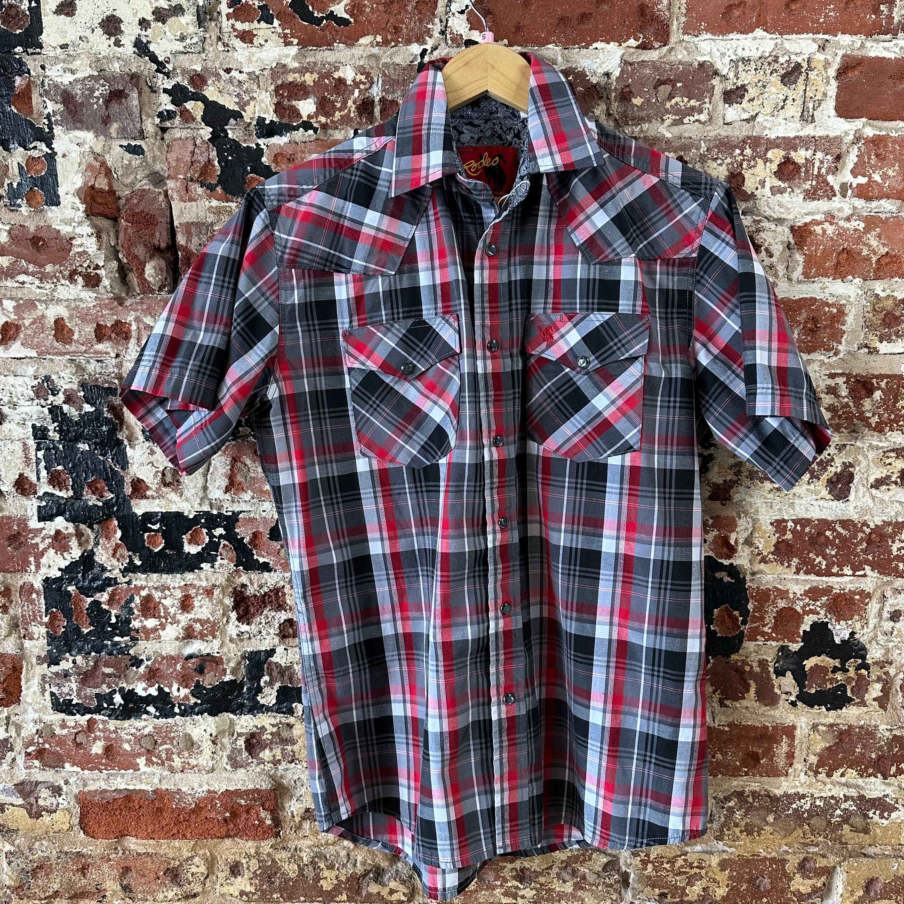 Rodeo Button Up Shirt Mens Small Western Short Sleeve