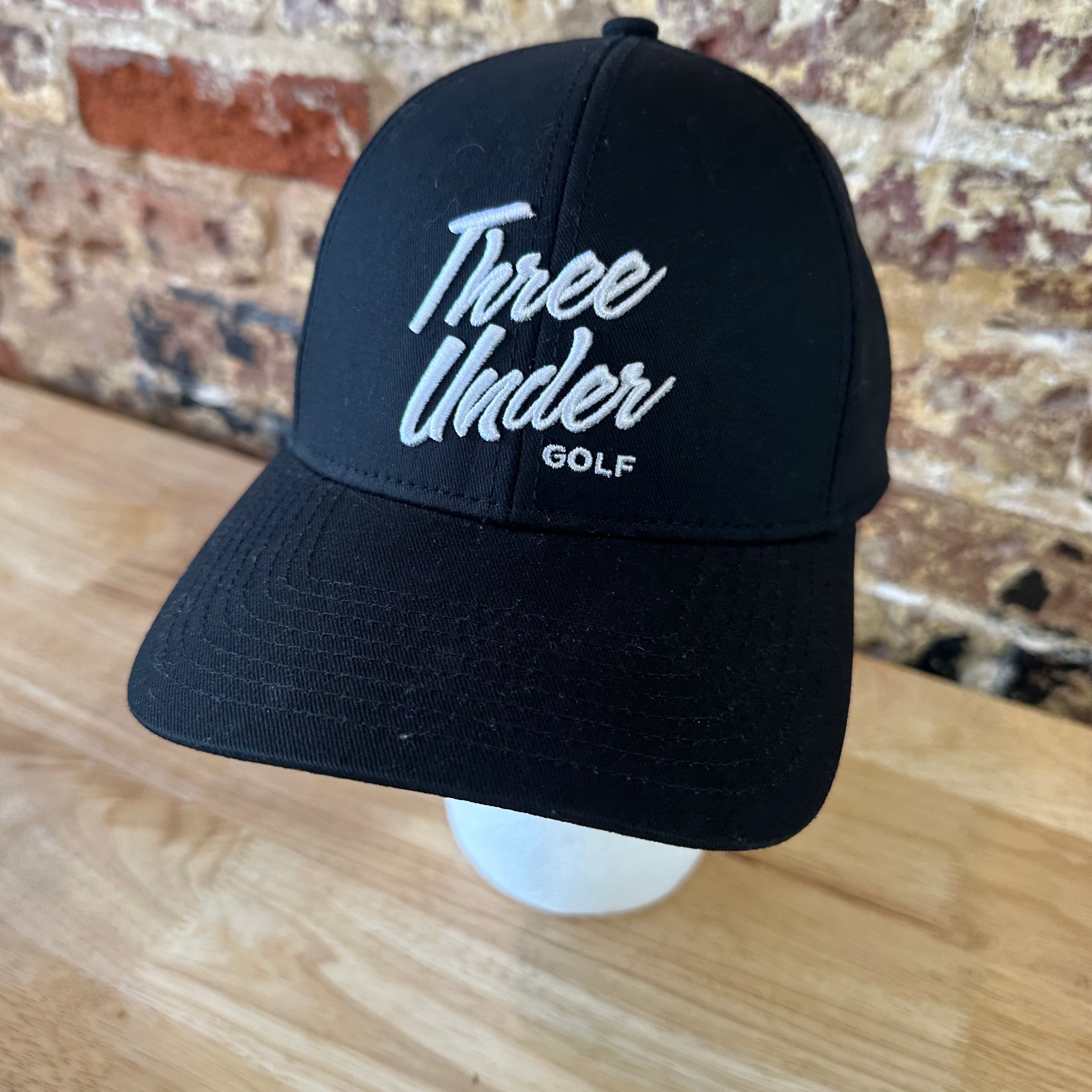 Three Under Black Golf Hat
