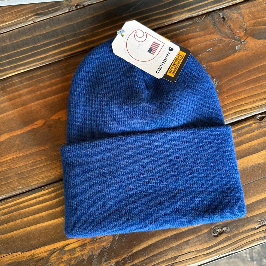 Carhartt A18 Rib Knit Beanie Blue NEW Hat One size