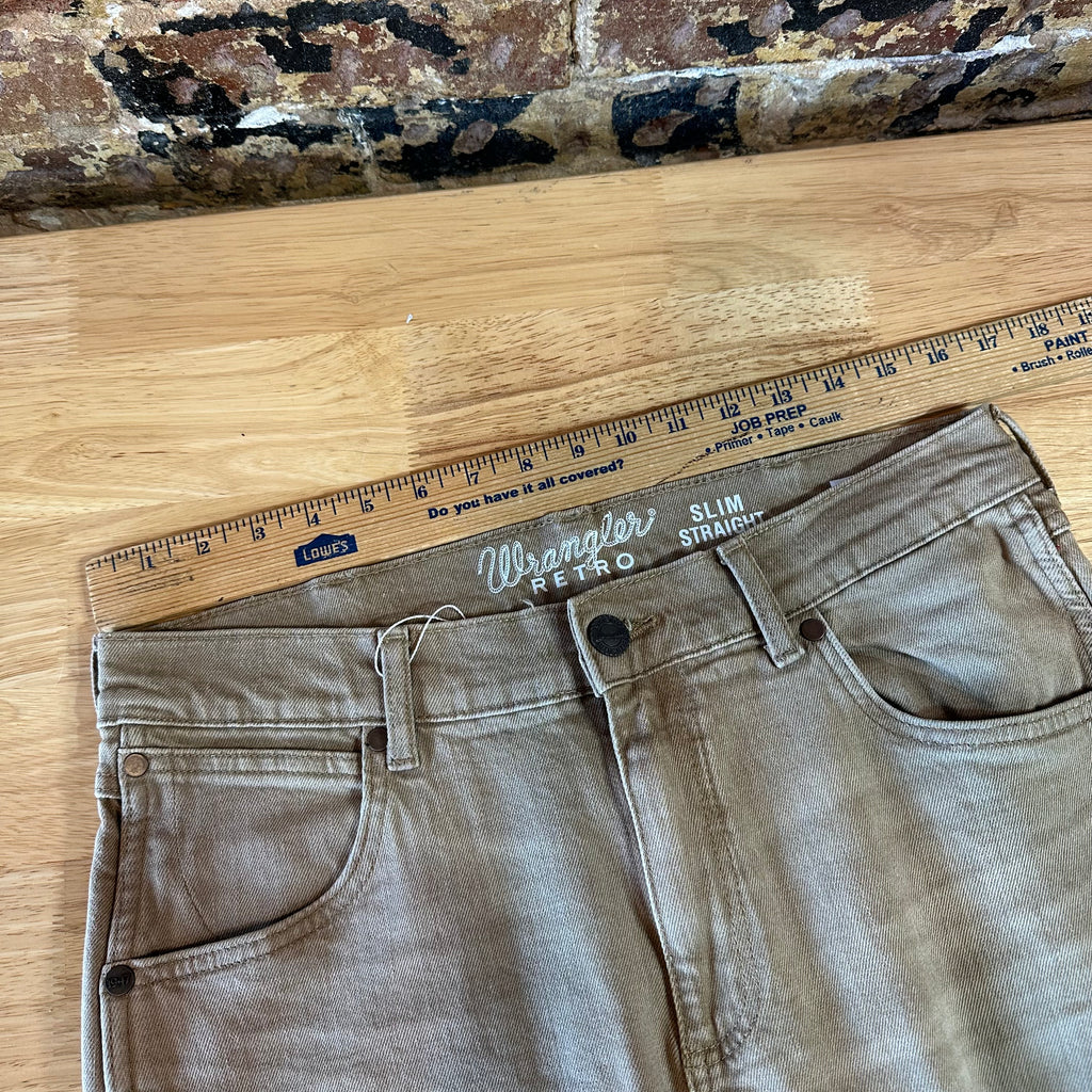 Wrangler Slim Straight Mens 32x34 Tan Jeans