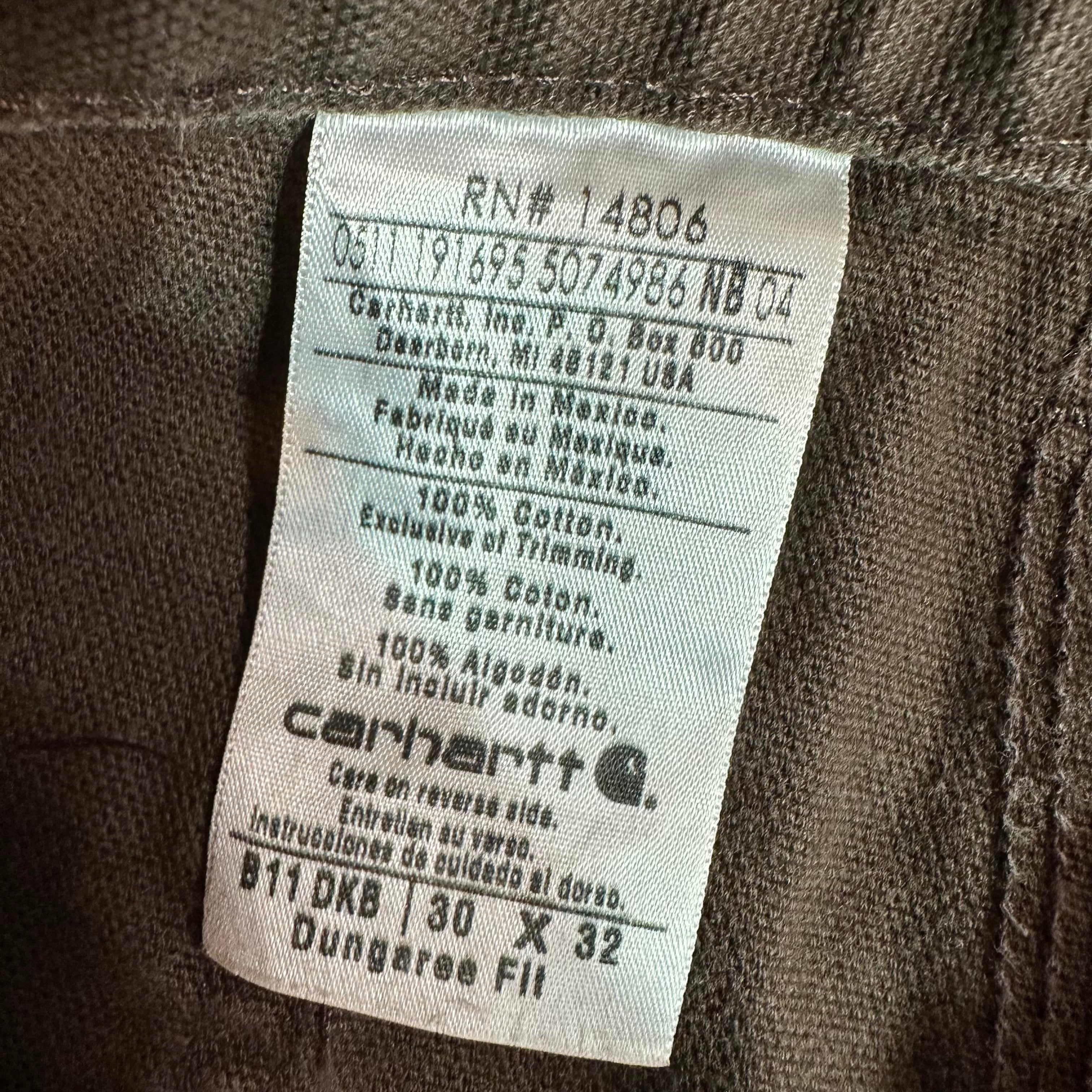 Carhartt Mens 30x32 Dark Brown Pants