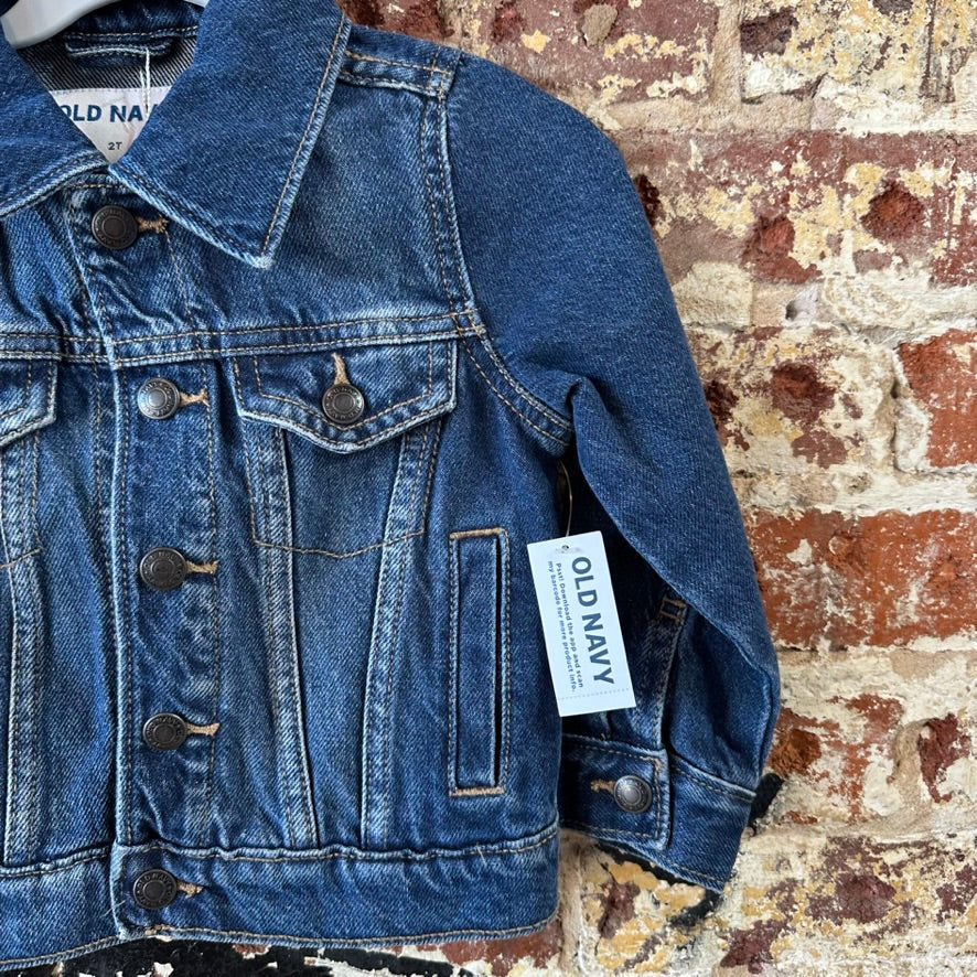 Old Navy Toddler Girl's Blue Jean Denim Jacket size 2T Cotton blend Western NEW