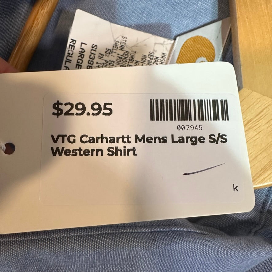 VTG Carhartt Mens Large Western S/S Shirt