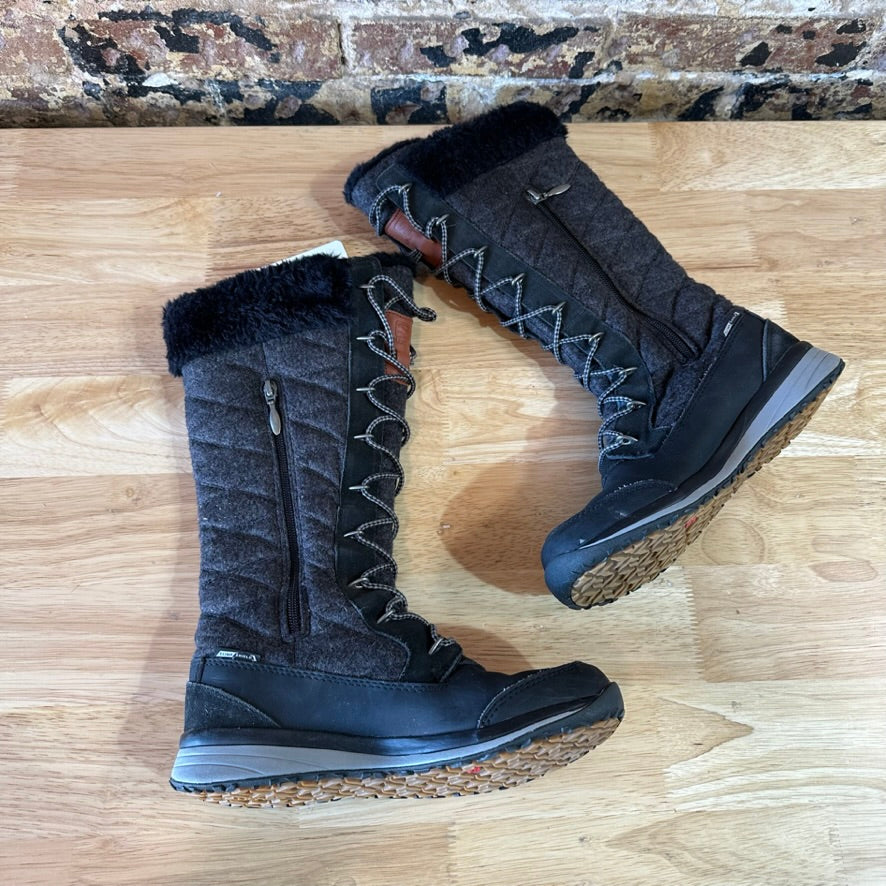 Salomon Hime High Women's Waterproof Quilted Winter Snow Boots Black 7 Lace Up