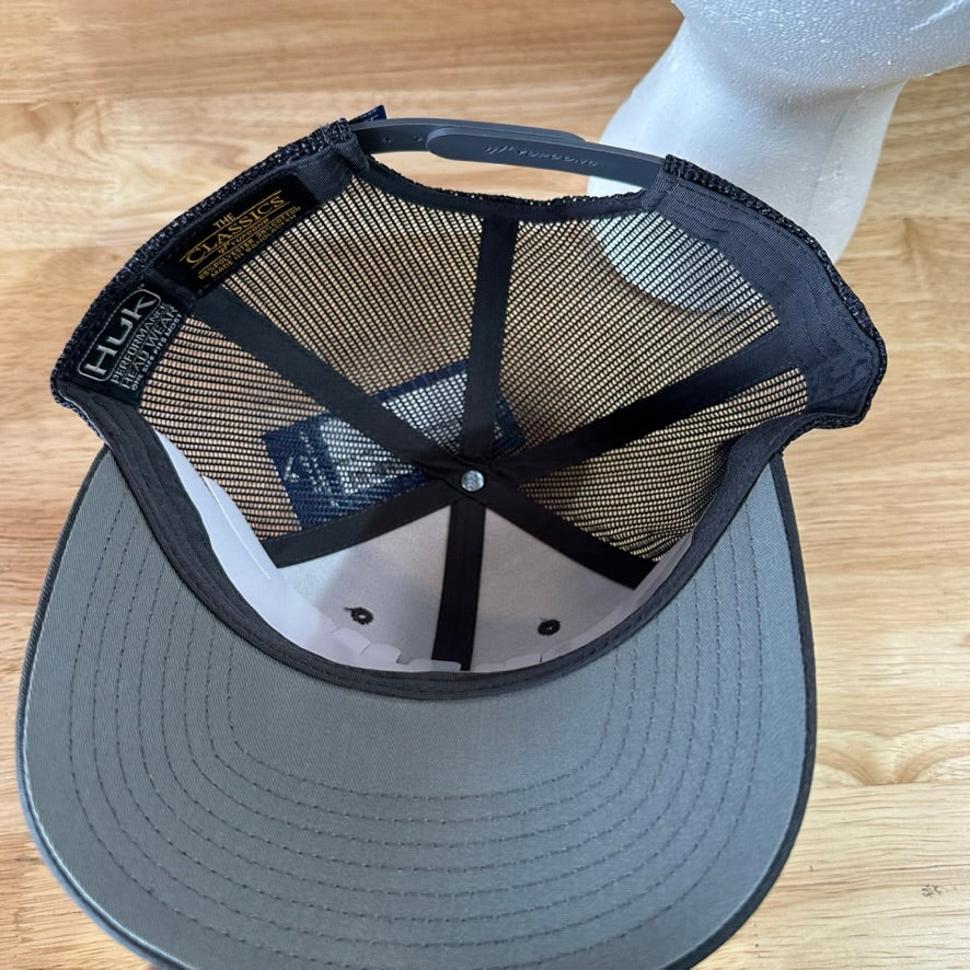 Huk Fishing Mens Gray Hook Logo Adjustable Snapback Cap Hat NEW
