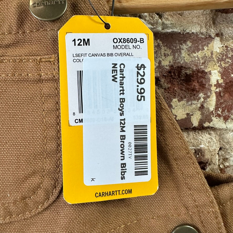 Carhartt Brown Overall Bibs Kids 12M  Toddlers NEW