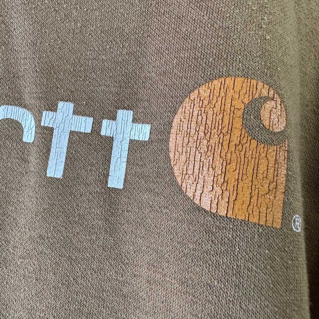 Carhartt Hoodie Sweatshirt Brown Mens Size Medium Original Fit Spellout
