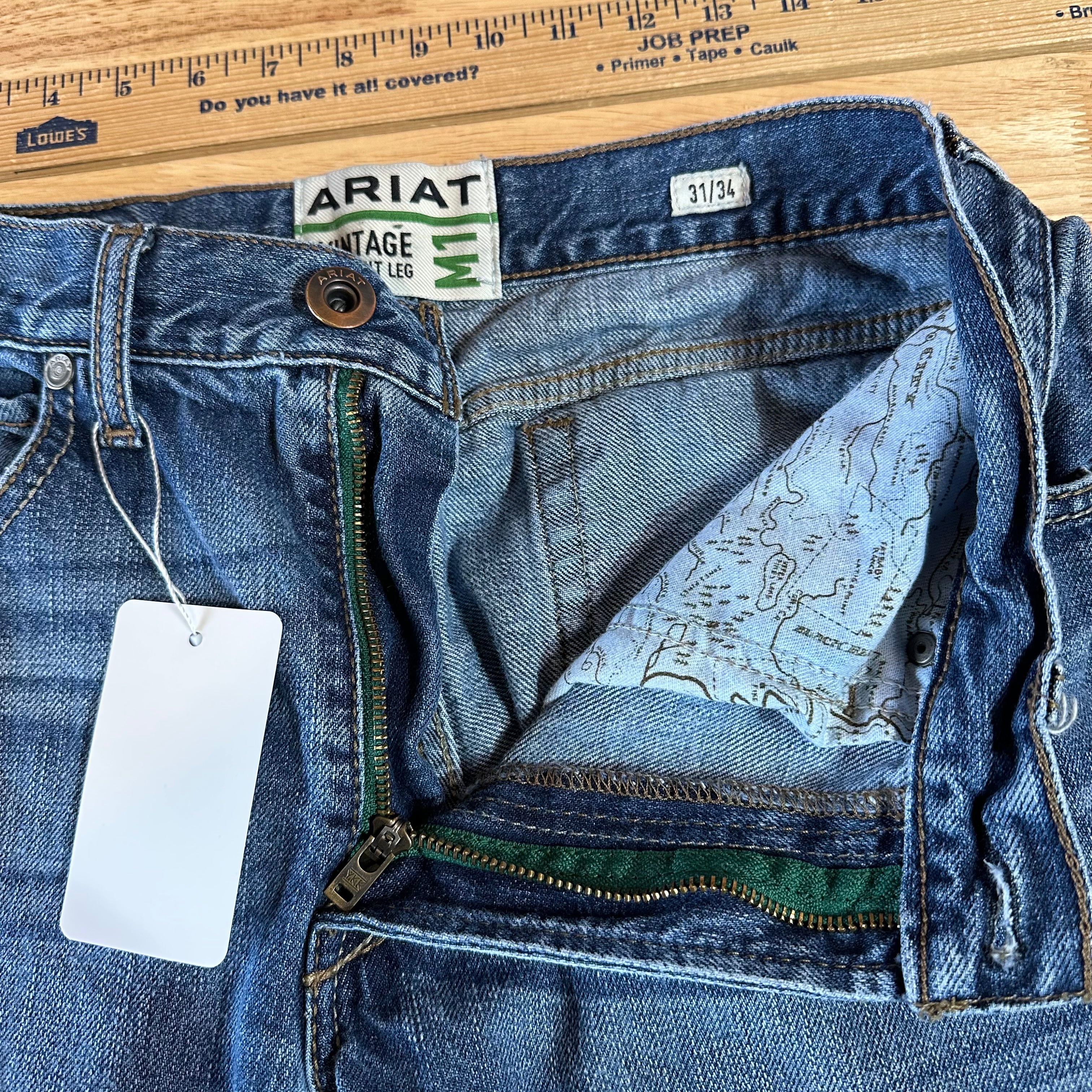 Ariat M1 Vintage Straight Blue Jeans Men's 31x34 Western Cowboy