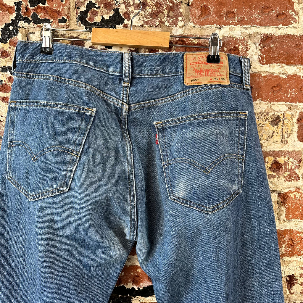 Levis 505 Jeans Mens 34x30 Regular Zip fly Blue denim Levi's