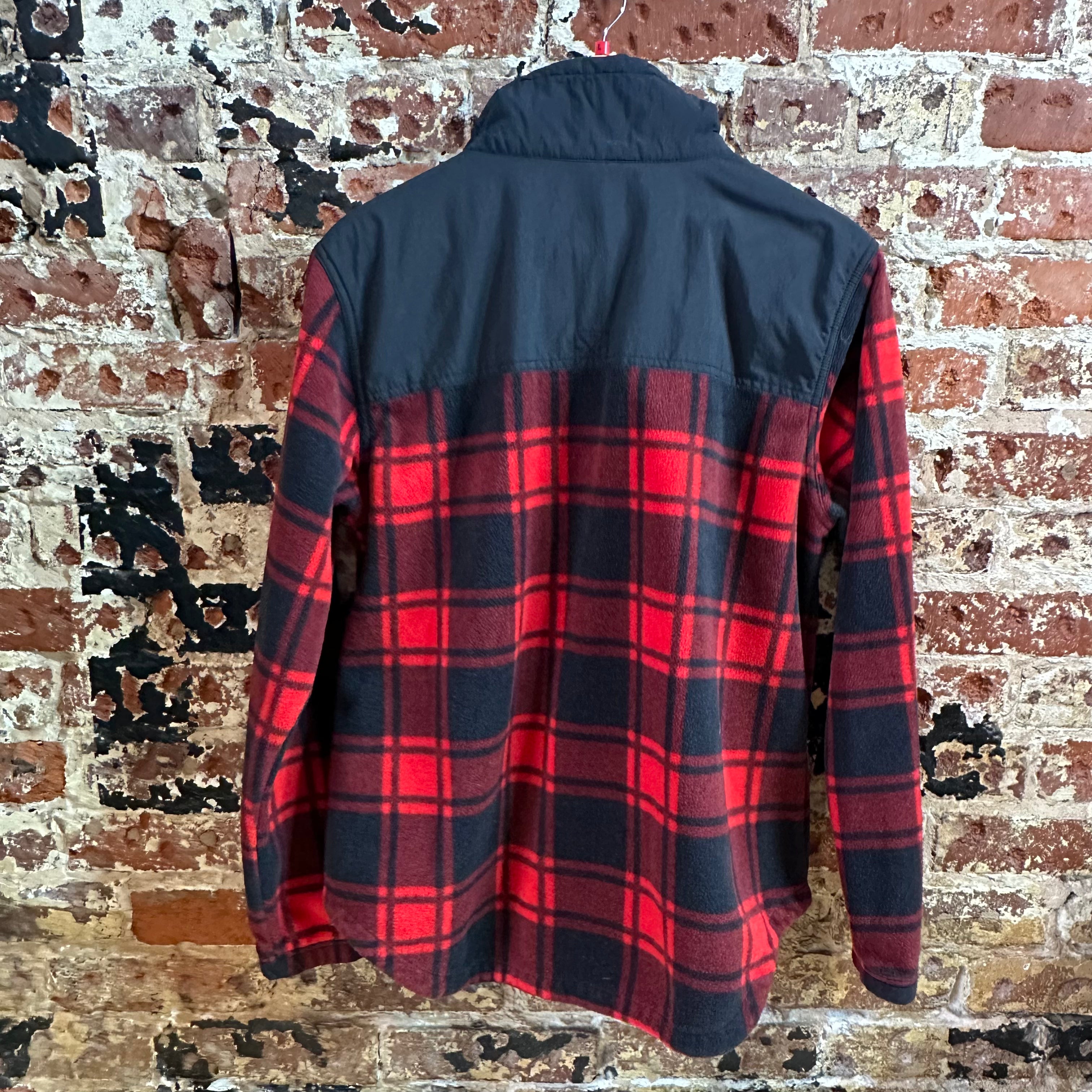 Columbia Womens Large Red Plaid Fleece Jacket
