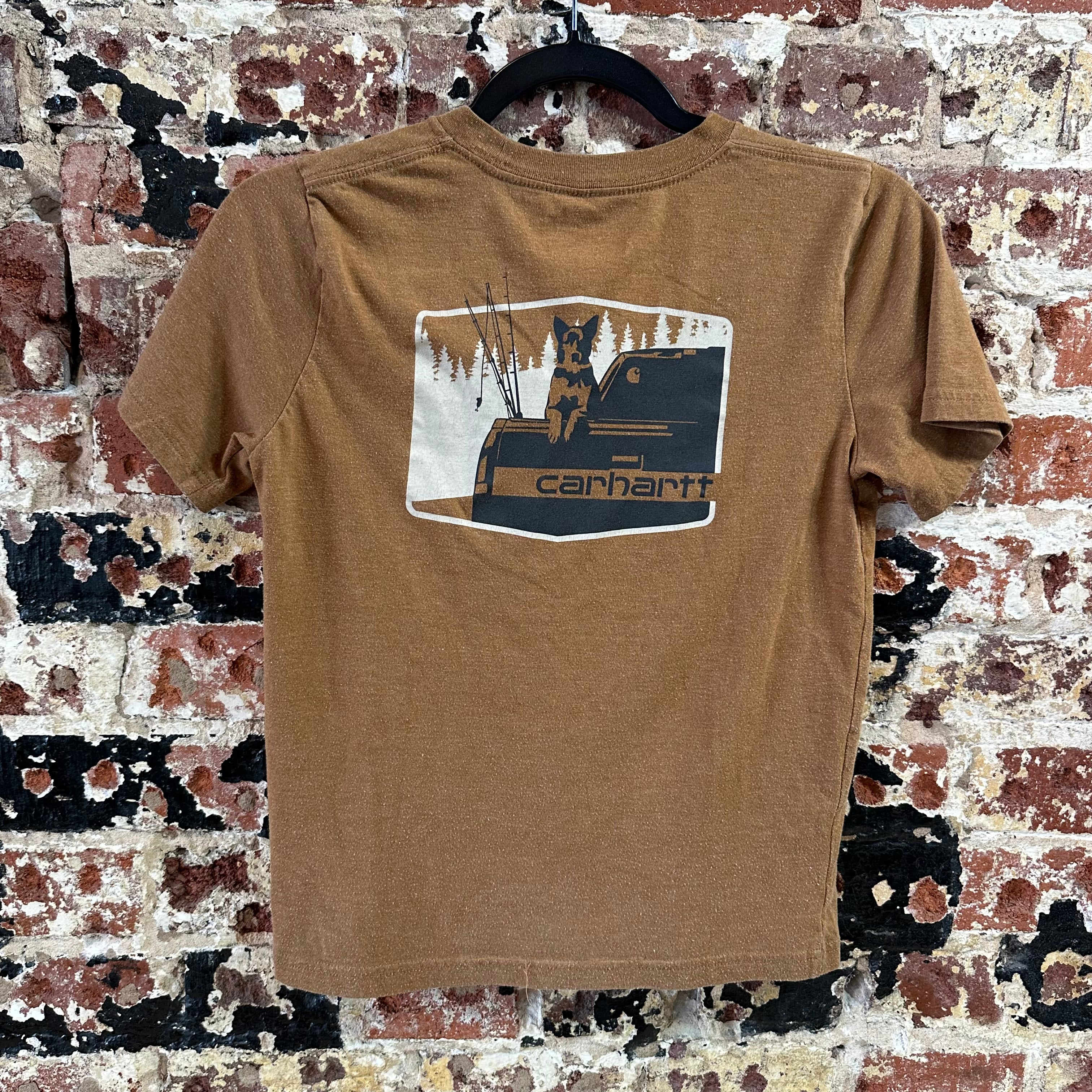 Carhartt Short Sleeve Brown T-Shirt Boys Small *worn