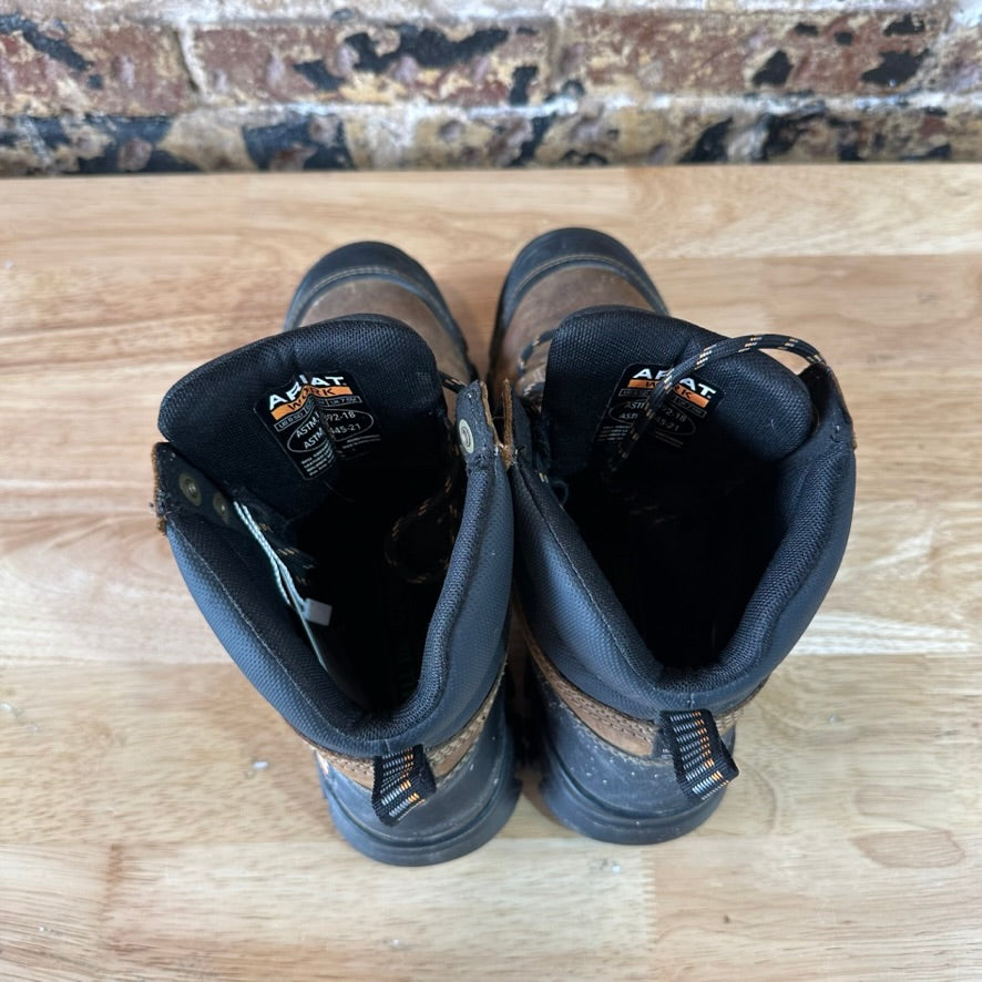 Ariat Treadfast 6” Waterproof Steel Toe Work Boots Mens Size 8.5 D Brown Lace Up