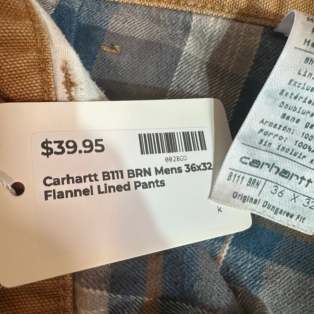 Carhartt Flannel Lined Brown Pants Mens 36x32