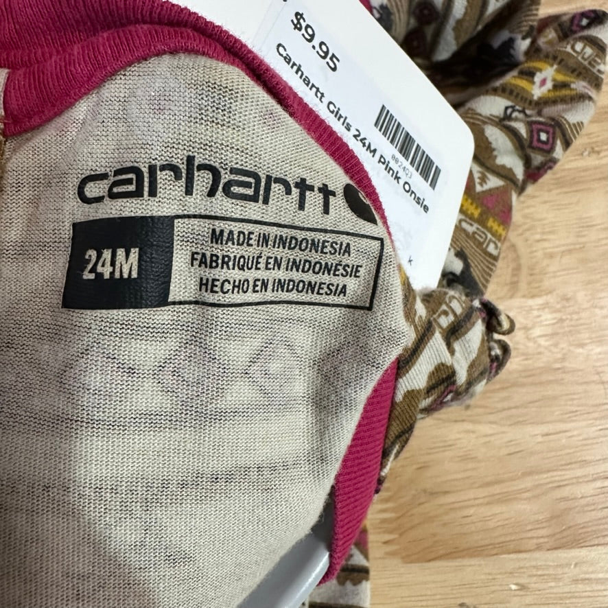 Carhartt Long Sleeve Horse one piece Girls 24M Outdoor Toddler Pink Bodysuit