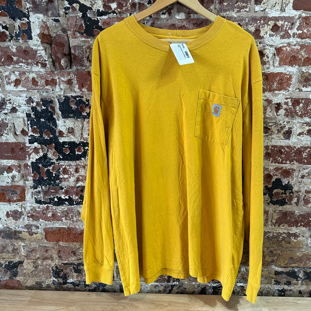 Carhartt Men's XL Original Fit Long Sleeve T Shirt Pocket T Mustard yellow