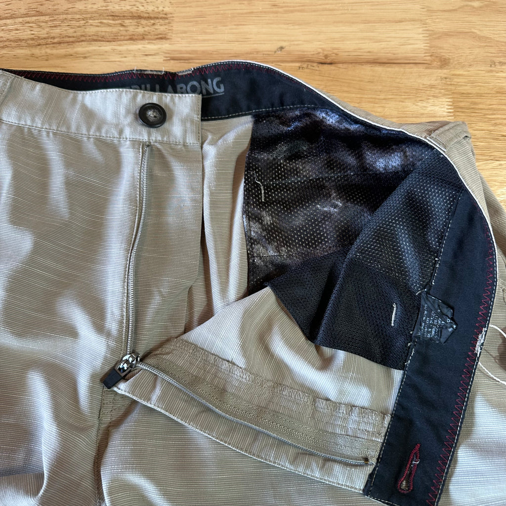 Billabong Crossfire Board Shorts Tan 10" inseam Beach Swim Mens 32