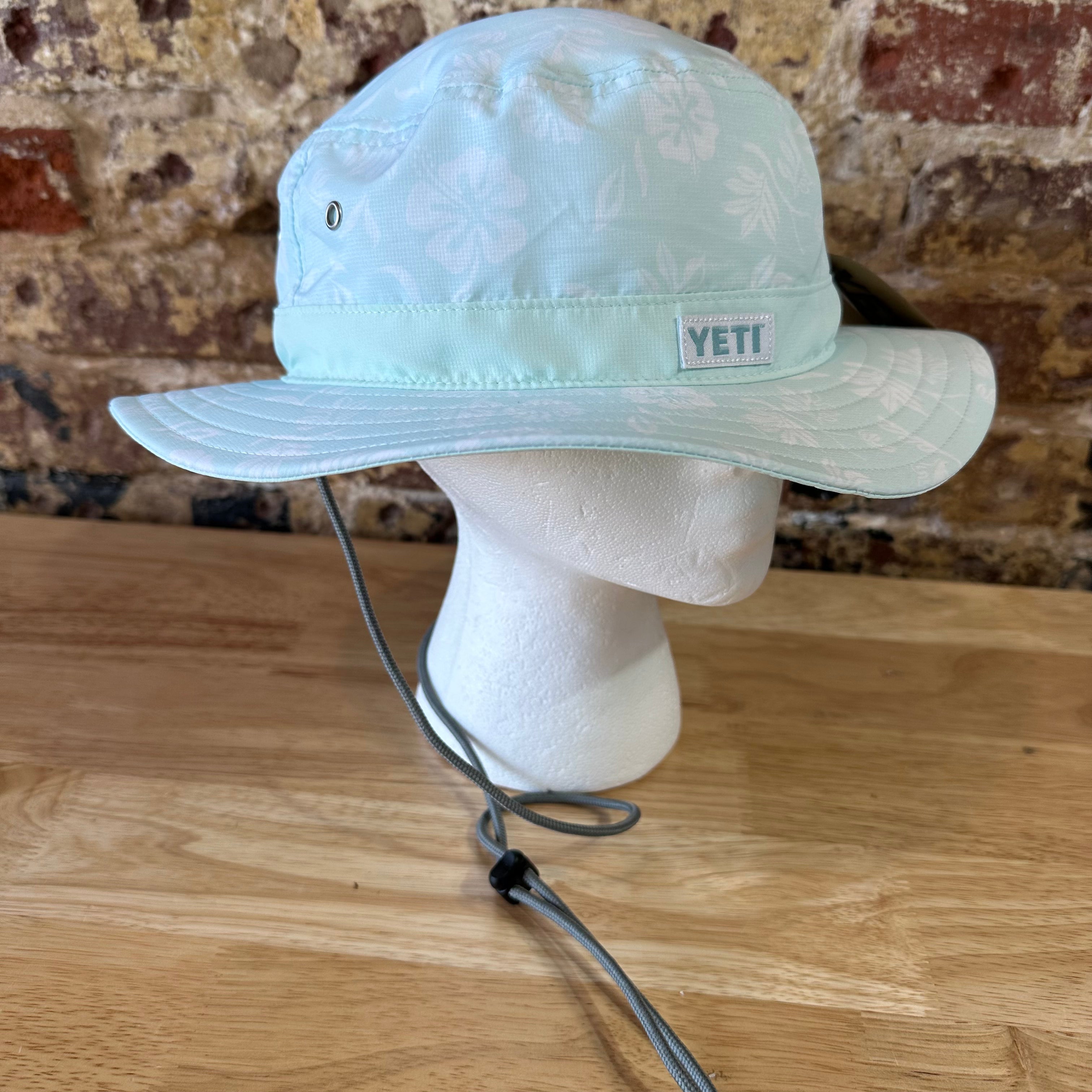 YETI Bucket Hat L/XL Mint Green Floral Boonie Sun Fishing Outdoor NEW