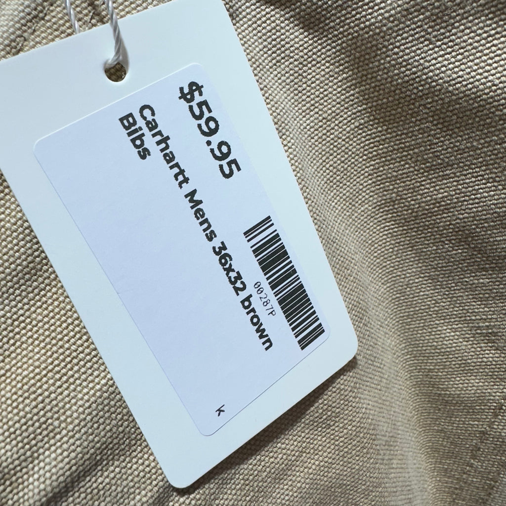 Carhartt R01 Mens 36x32 Brown Bibs