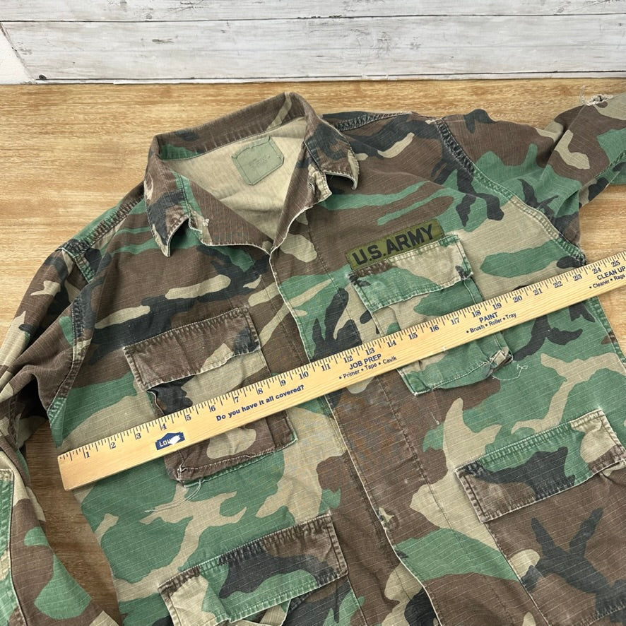 US Army Jacket Mens Large Short Woodland Combat Coat Shirt