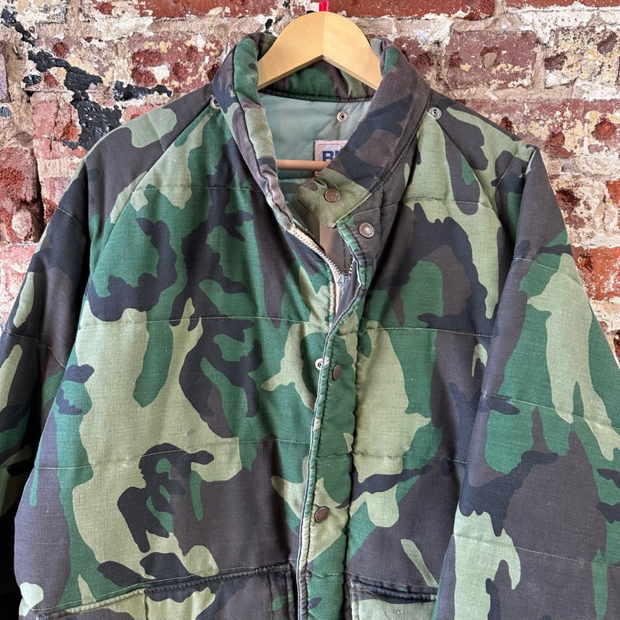 Vintage Bike Men Large Insulated Camo Hunting Jacket USA full zip