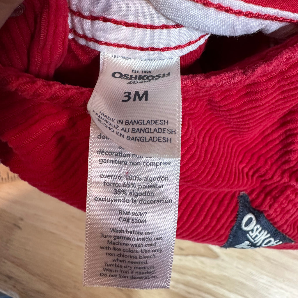 OshLosh Red Corduroy Bibs 3M