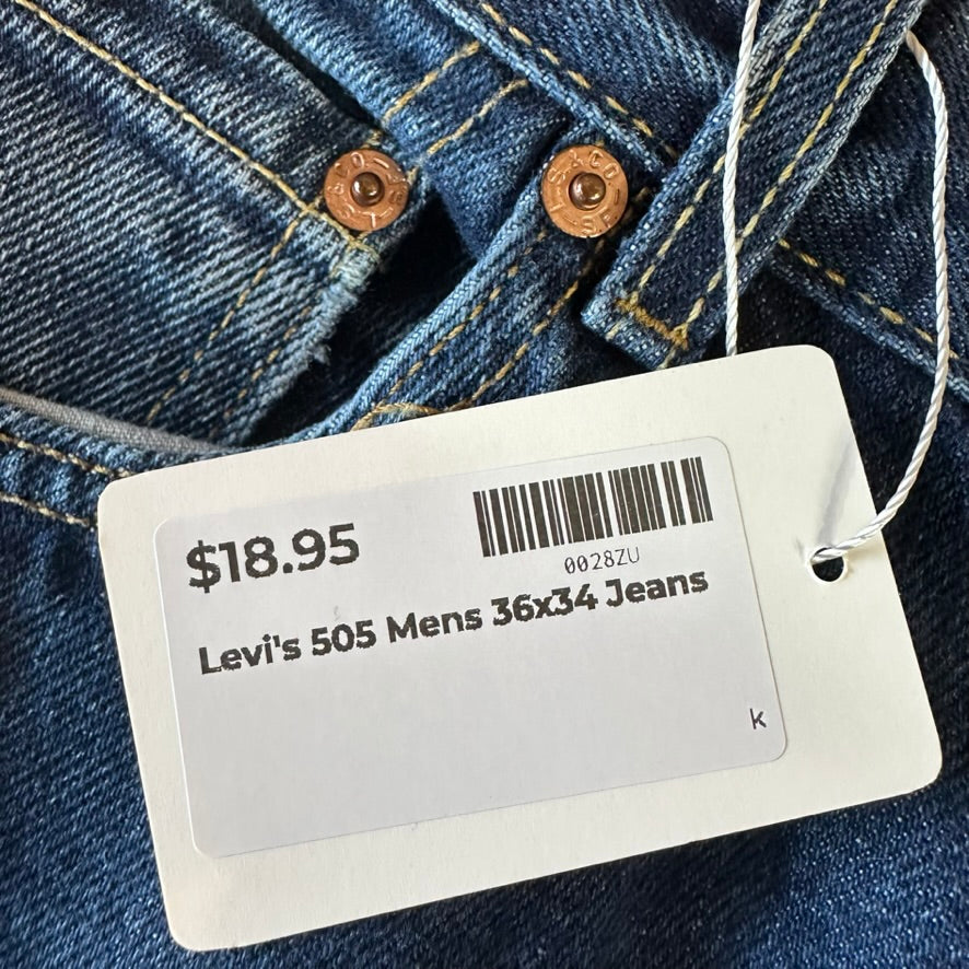 Levi's 505 Mens 36x34 Blue Jeans