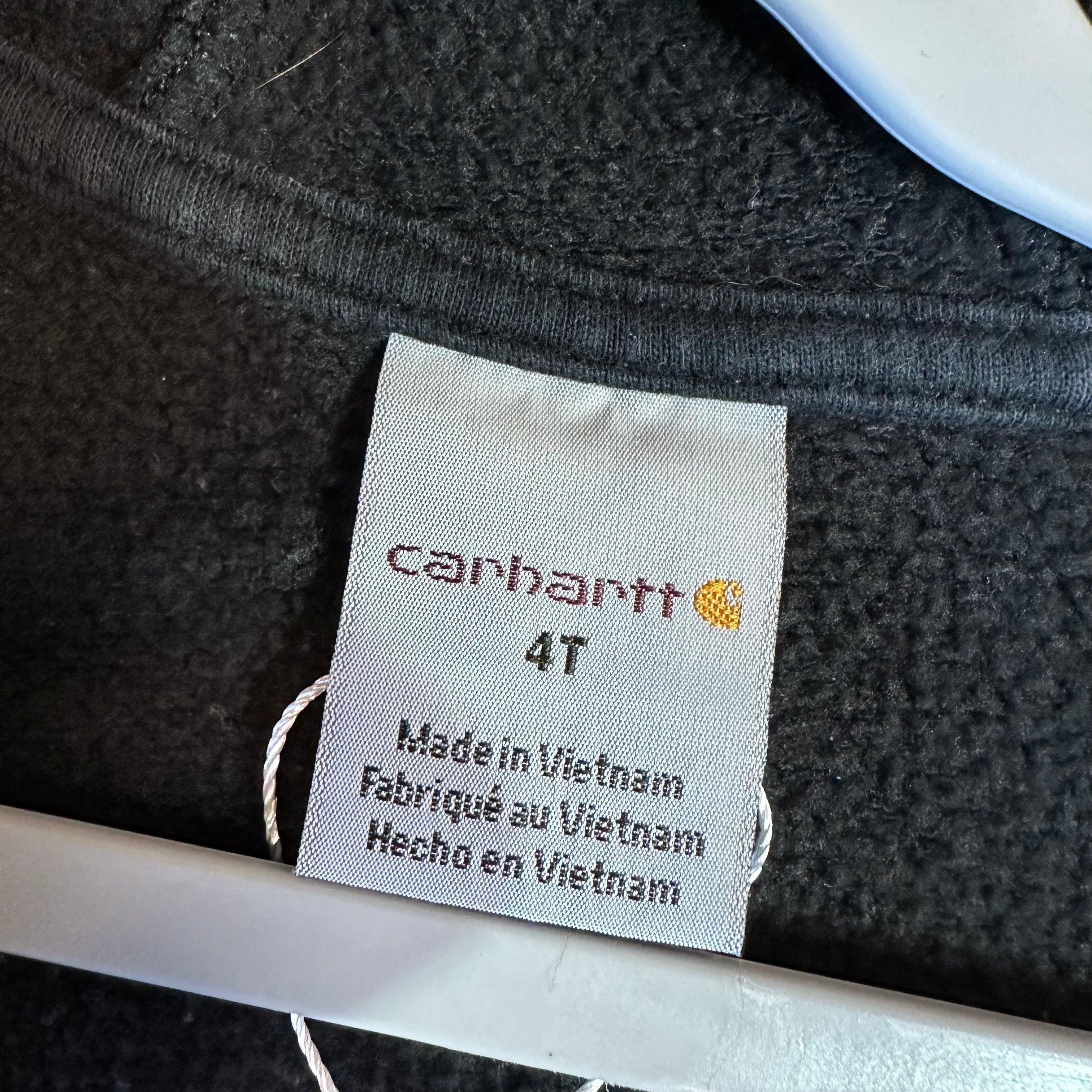 Carhartt Zip Up Black Hoodie Toddler Boys 4T