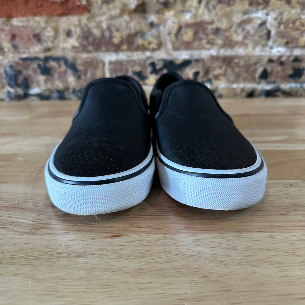 VANS Off The Wall Perf Leather Asher Black Slip On Skate Shoes Womens 7